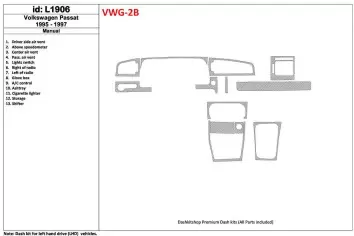 Volkswagen Passat 1995-1997 Manual Gearbox, 11 Parts set BD Interieur Dashboard Bekleding Volhouder