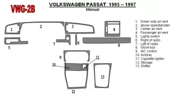 Volkswagen Passat 1995-1997 boîte manuellebox, 11 Parts set BD Kit la décoration du tableau de bord - 2 - habillage decor de tab