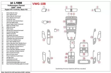 Volkswagen Passat 2006-2009 Manual Gearbox AC Controls, Basic Set Decor de carlinga su interior