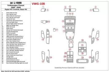 Volkswagen Passat 2006-2009 Manual Gearbox AC Controls, Basic Set Interior BD Dash Trim Kit