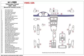 Volkswagen Passat 2006-2009 Manual Gearbox AC Controls, Full Set Interior BD Dash Trim Kit