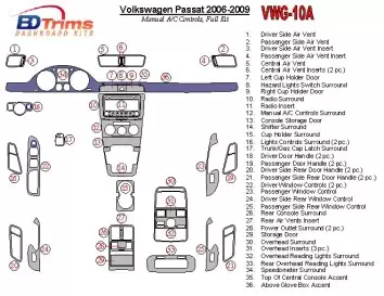 Volkswagen Passat 2006-2009 Manual Gearbox AC Controls, Voll Satz BD innenausstattung armaturendekor cockpit dekor - 2- Cockpit 