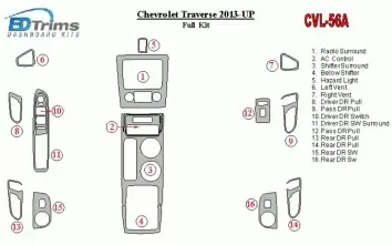 Chevrolet Traverse 2013-UP Full Set BD Interieur Dashboard Bekleding Volhouder