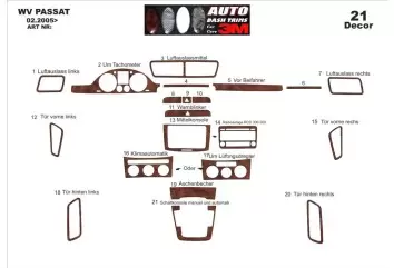 Volkswagen Passat B6 02.05 09.10 3D Decor de carlinga su interior del coche 18-Partes