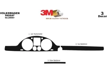 Volkswagen Passat B6 Tacho 02.05 09.10 3M 3D Interior Dashboard Trim Kit Dash Trim Dekor 3-Parts