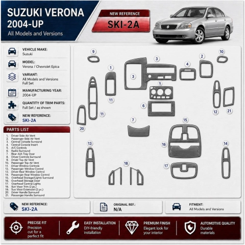 Suzuki Verona/Chevrolet Epica 2004 - à aujourd’hui kit complet kit décoration intérieure tableau de bord