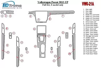 Volkswagen Passat B7 2012-UP S Model Decor de carlinga su interior