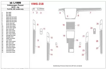 Volkswagen Passat B7 2012-UP SE Model Decor de carlinga su interior
