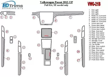 Volkswagen Passat B7 2012-UP SE Model Decor de carlinga su interior