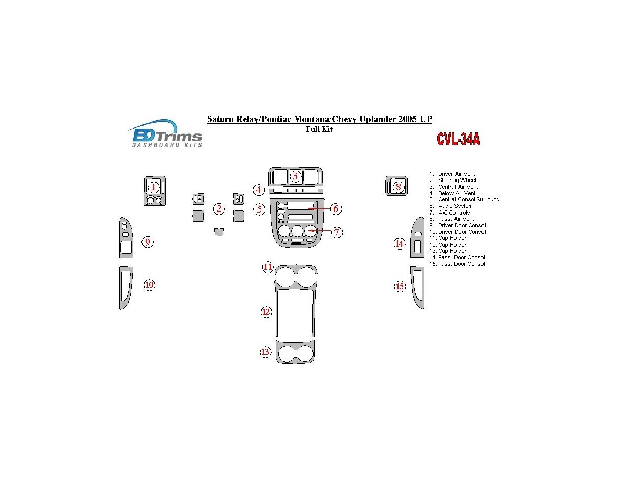 Chevrolet Uplander 2005-UP Voll Satz BD innenausstattung armaturendekor cockpit dekor - 1- Cockpit Dekor Innenraum