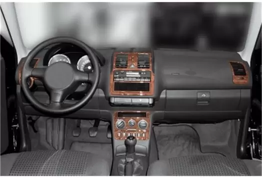 Volkswagen Polo 6N2 10.99-08 01 3D Interior Dashboard Trim Kit Dash Trim Dekor  16-Parts
