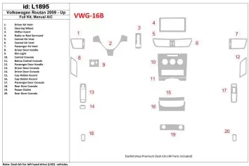 Volkswagen Routan 2009-UP Full Set, Manual Gearbox AC Interior BD Dash Trim Kit