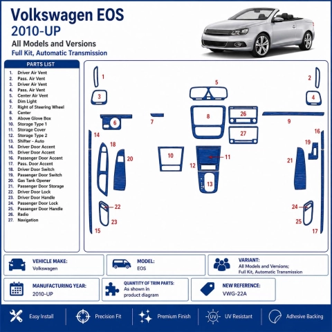 Volkswagen EOS 2010+ kit salpicadero 3D 2