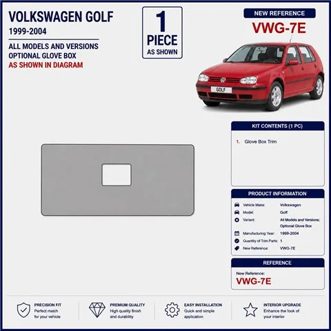 Volkswagen Golf 1999-2004 cassetto portaoggetti opzionale kit cruscotto 3D 2
