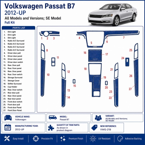 Volkswagen Passat B7 2012+ SE Model kit cruscotto 3D 2