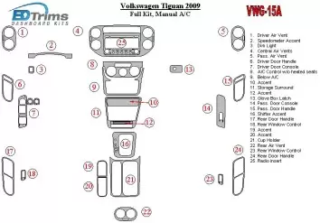 Volkswagen Tiguan 2009-2009 Voll Satz, Manual Gearbox AC BD innenausstattung armaturendekor cockpit dekor - 2- Cockpit Dekor Inn