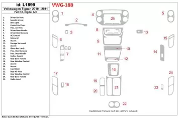 Volkswagen Tiguan 2010-UP Full Set, Automatic AC Control Decor de carlinga su interior