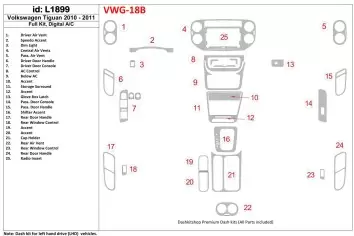 Volkswagen Tiguan 2010-UP Full Set, Automatic AC Control Interior BD Dash Trim Kit