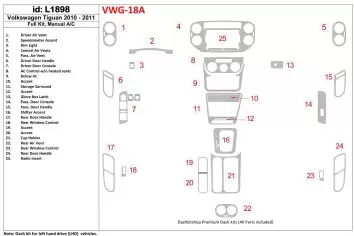 Volkswagen Tiguan 2010-UP Full Set, Manual Gearbox AC Control Decor de carlinga su interior