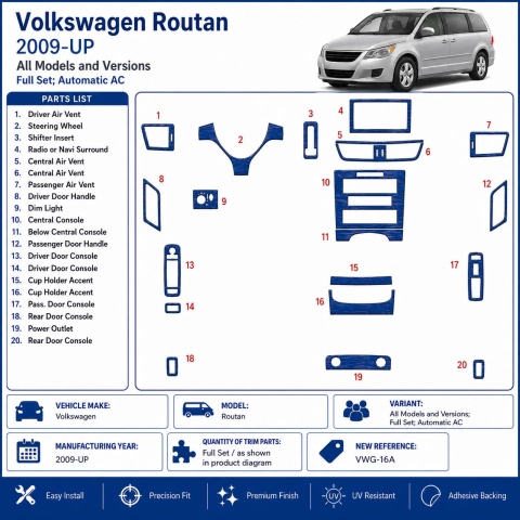 Volkswagen Routan 2009+ Komplettset,Automatic AC 3D Armaturenbrett-Dekor-Set 2