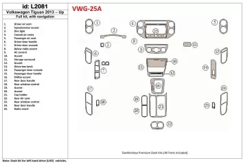 Volkswagen Tiguan 2013-UP Ensemble Complet, Avec NAVI BD Kit la décoration du tableau de bord - 1 - habillage decor de tableau d