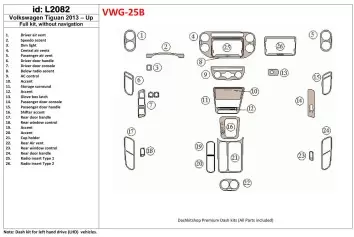 Volkswagen Tiguan 2013-UP Full Set, Without NAVI Interior BD Dash Trim Kit