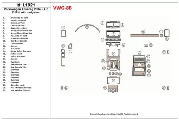 Volkswagen Touareg 2004-UP Full Set, With NAVI Interior BD Dash Trim Kit