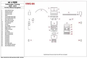 Volkswagen Touareg 2004-UP Full Set, Without NAVI Interior BD Dash Trim Kit