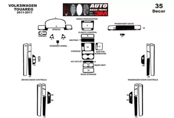 Volkswagen Touareg 2011-2017 3M 3D Interior Dashboard Trim Kit Dash Trim Dekor 35-Parts