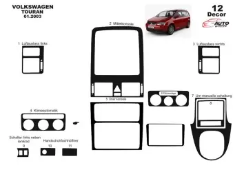 Volkswagen Touran 2010 3D Inleg dashboard Interieurset aansluitend en pasgemaakt op he 12 -Teile