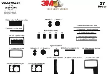 Volkswagen Transporter T4 09.90-12.95 3M 3D Interior Dashboard Trim Kit Dash Trim Dekor 27-Parts