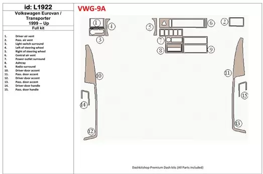 Volkswagen TransporterT4 Eurovan 1999-UP Full Set Interior BD Dash Trim Kit