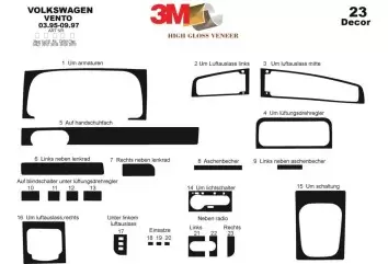 Volkswagen Vento 04.95-09.97 3M 3D Interior Dashboard Trim Kit Dash Trim Dekor 23-Parts
