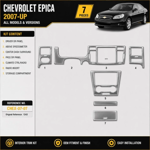 Chevrolet Epica 2007-in poi kit rivestimento cruscotto e interni 3D 7 pezzi
