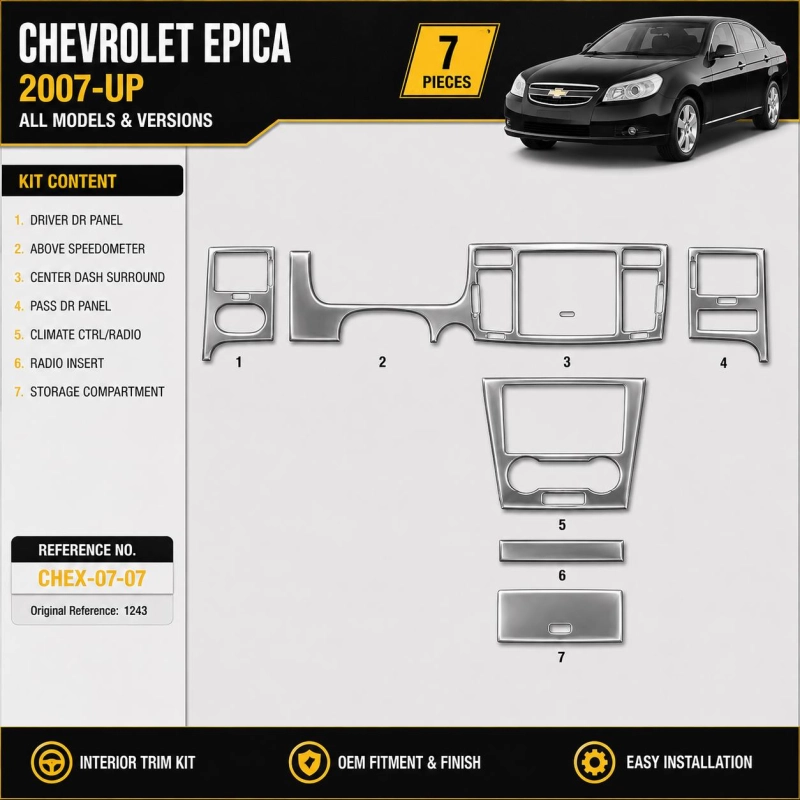 Chevrolet Epica 2007-UP 3D Interior Dashboard Trim Kit Dash Trim Dekor 7-Parts