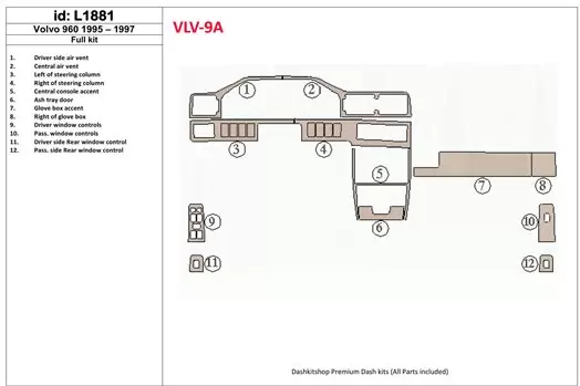 Volvo 960 1995-1997 Full Set Decor de carlinga su interior