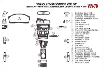 Volvo Cross Country 2001-2004 Basic Set, With CD and Compact Casette audio, OEM Compliance Interior BD Dash Trim Kit