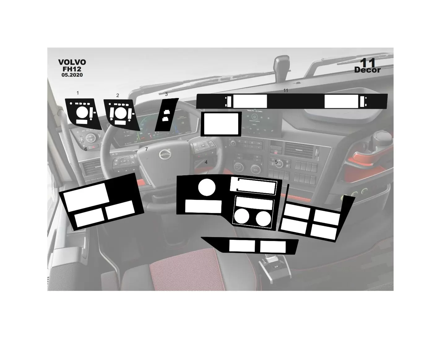 Volvo FH Version 5 2020 3D Decor de carlinga su interior del coche 11-Partes