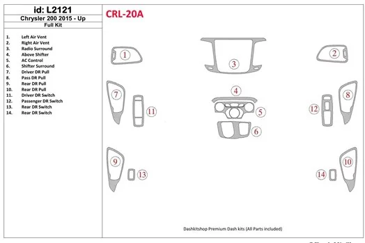 Chrysler 200 2015-UP Full Set Interior BD Dash Trim Kit