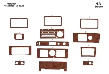 Volvo FH12/FH16-ab 12.93 3M 3D Interior Dashboard Trim Kit Dash Trim Dekor 13-Parts