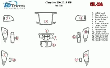 Chrysler 200 2015-UP Ensemble Complet BD Kit la décoration du tableau de bord - 2 - habillage decor de tableau de bord