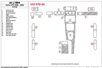 Volvo S70 1998-2000 Ensemble Complet, 18 Parts set BD Kit la décoration du tableau de bord - 1 - habillage decor de tableau de b