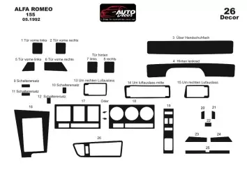 Alfa Romeo 145 146 09.94-03.97 3D Inleg dashboard Interieurset aansluitend en pasgemaakt op he 15-Teile