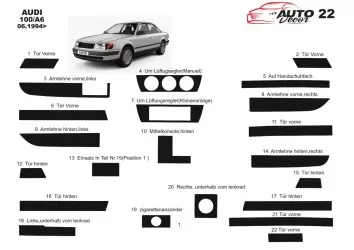 Audi 100 A6 10.90-03.97 3D Interior Dashboard Trim Kit Dash Trim Dekor 22-Parts