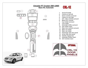 Chrysler PT Cruiser 2001-2005 Basic Set, Automatic Gearbox, 17 Parts Mascherine sagomate per rivestimento cruscotti 