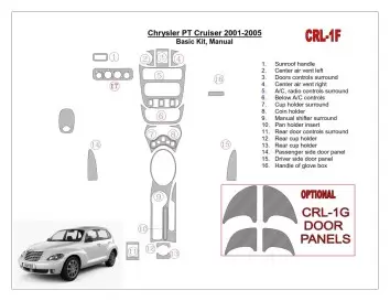 Chrysler PT Cruiser 2001-2005 Basic Set, Manual Gearbox, 16 Parts Mascherine sagomate per rivestimento cruscotti 