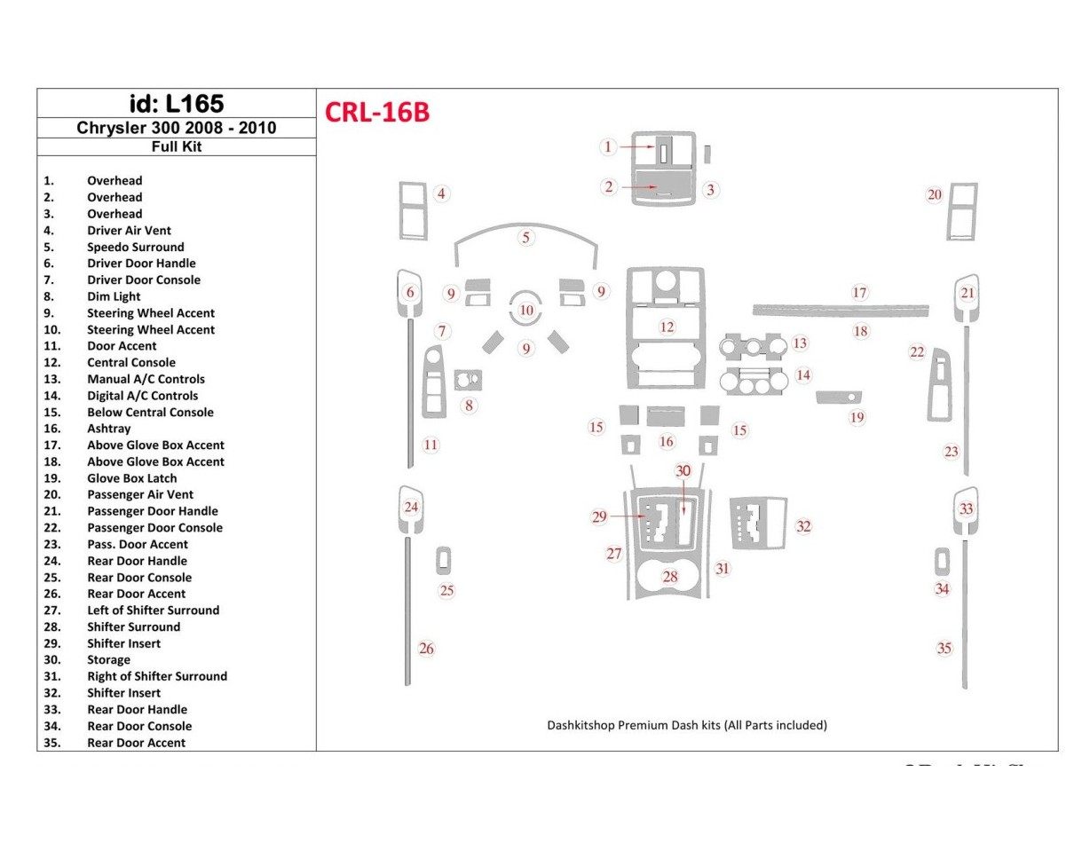 Chrysler 300 2008-UP Voll Satz BD innenausstattung armaturendekor cockpit dekor - 1- Cockpit Dekor Innenraum