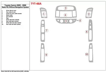Toyota Camry 2005-2006 Basic Set, Without NAVI system, Without OEM Interior BD Dash Trim Kit