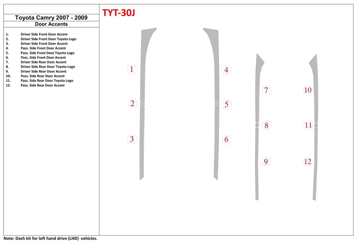 Toyota Camry 2007-2010 Doors inserts BD innenausstattung armaturendekor cockpit dekor - 1- Cockpit Dekor Innenraum