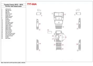 Toyota Camry 2012-UP Full Set, With Heating Seats Interior BD Dash Trim Kit
